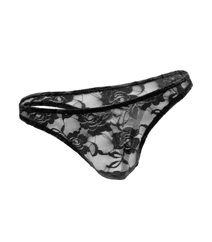 Mens Full Lace Sexy G-String Black by Love In Leather - Jocks and G-Strings