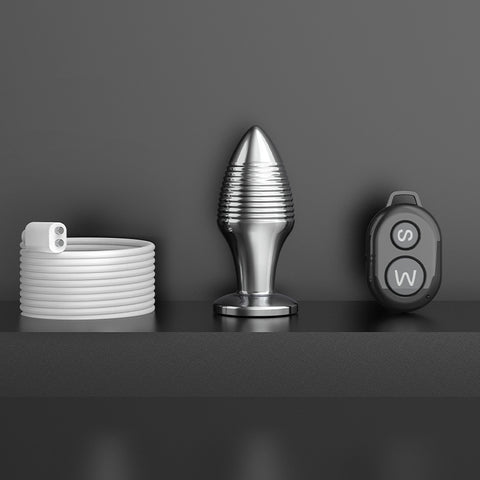Rechargable Remote Controlled Vibrating Steel Butt Plug - Butt Plugs