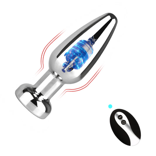 BDStyle Rechargable 10 Settings Vibrating Metal Butt Plug