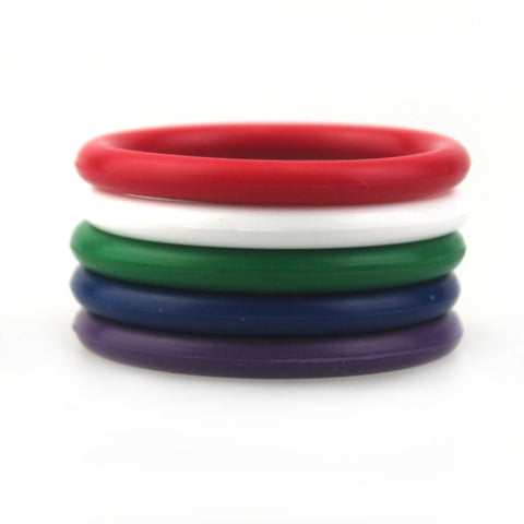 Rainbow Silicone Pleasure Cock Rings 5 Pack by BDStyle - Cock Rings