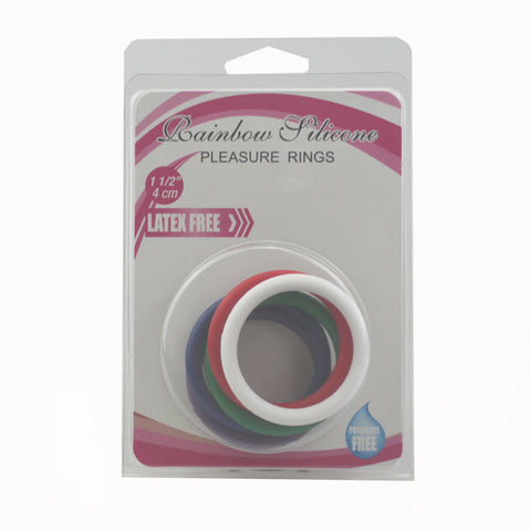 Rainbow Silicone Pleasure Cock Rings 5 Pack by BDStyle - Cock Rings