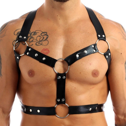 BDStyle Chest Harness Punk Costume Straps with O Rings