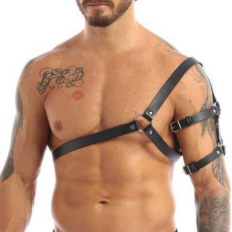 One Shoulder Strap Body Chest Half Harness Belt by BDStyle - Cuffs And Restraints