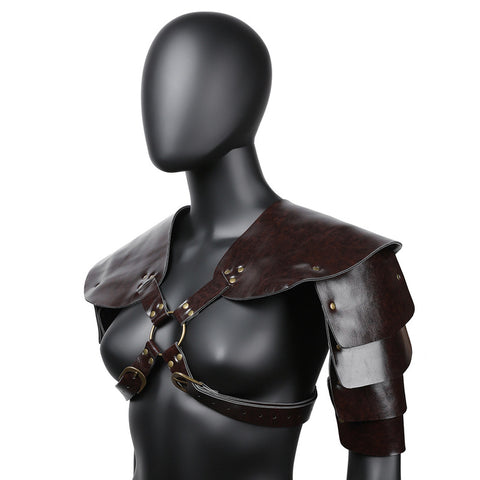 Brown PU Leather Vintage Armor Bondage Restraints - Cuffs And Restraints
