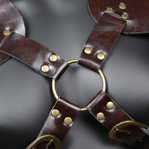 Brown PU Leather Vintage Armor Bondage Restraints - Cuffs And Restraints