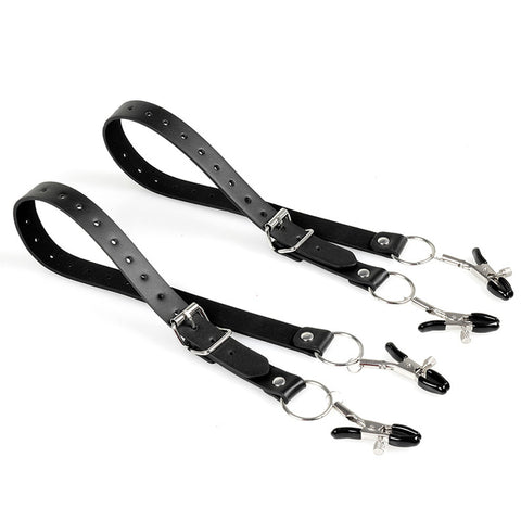 Faux Leather Labia Clamp Belt by BDStyle - Pussy And Clit Toys