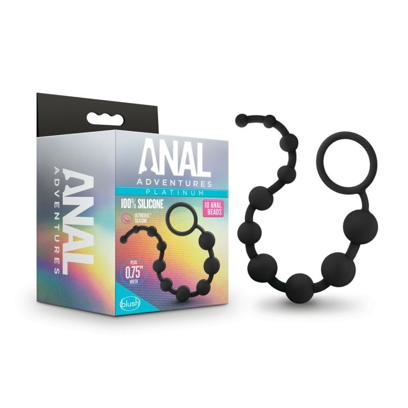 Anal Adventures Platinum Silicone 10 Anal Beads - Anal Beads and Balls