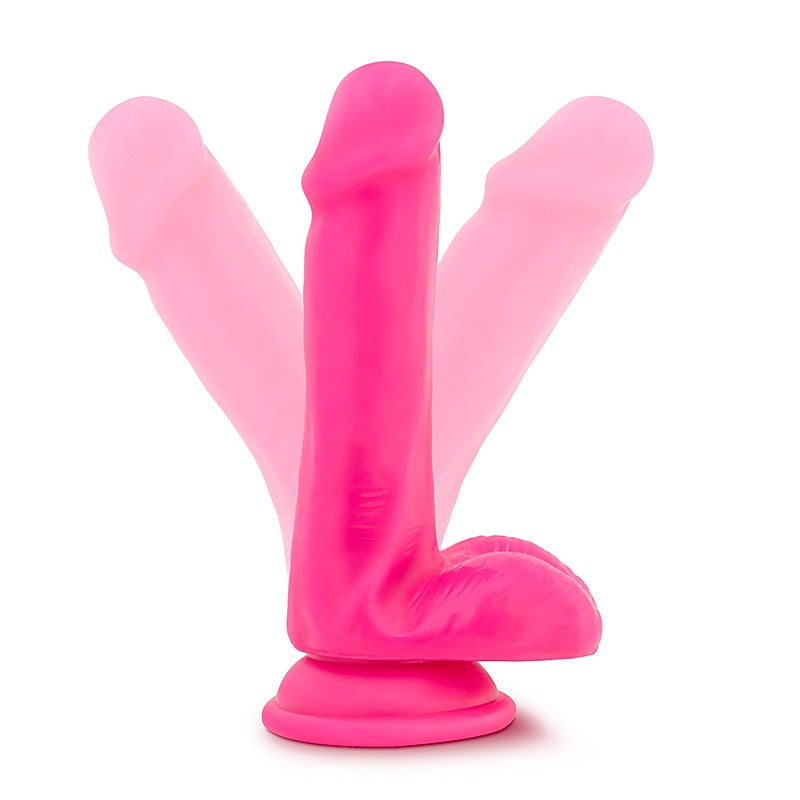 Neo Dual Density Cock With Balls Neon Pink - Realistic Dildos