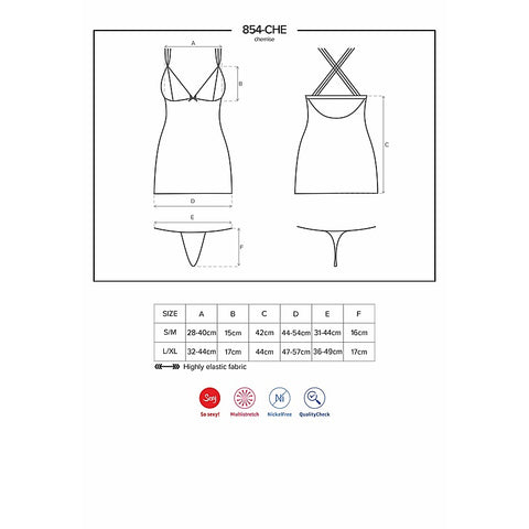 Mesh and Lace Chemise And Thong by Obsessive Lingerie - BabyDolls And Chemises