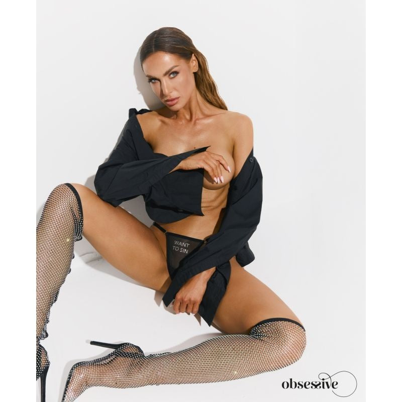 Want To Sin Thong Panties by Obsessive Lingerie - G-Strings, Panties and Shorts