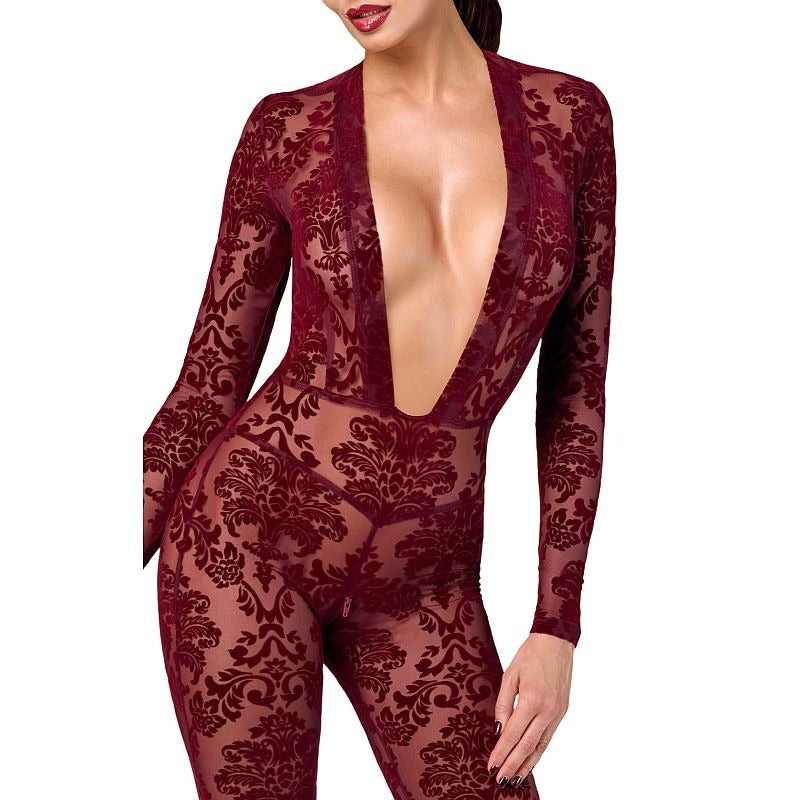 Kink Royal V Neck Catsuit Bodysuit by Noir Handmade - Teddies and Bodysuits