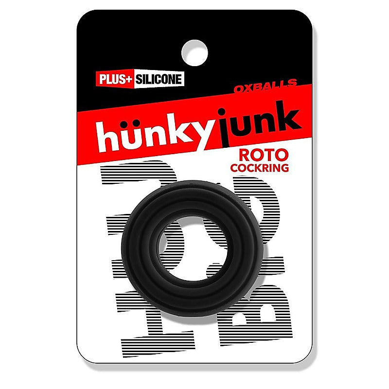 Roto Grooved Gripper Ribbed Cockring by Hunkyjunk - Stretchy Cock Rings