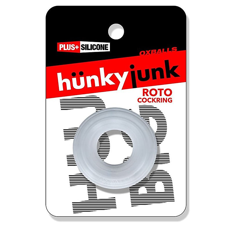 Roto Grooved Gripper Ribbed Cockring by Hunkyjunk - Stretchy Cock Rings