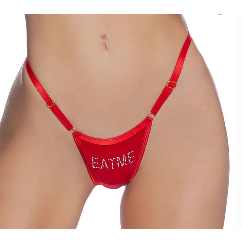 Crotchless Eat Me Bling Thong Panties by Playboy Lingerie - G-Strings, Panties and Shorts