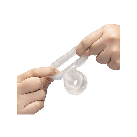 B-Vibe Strech-Tech Double Barrel Cock Ring & Ball Stretcher - Stretchy Cock Rings