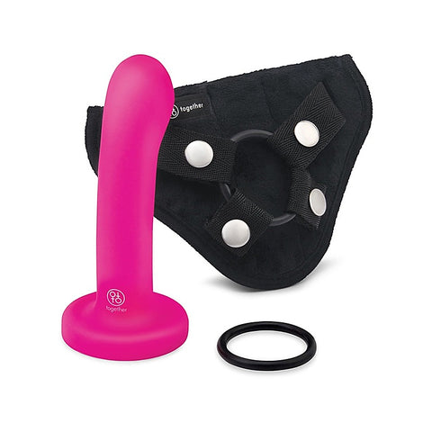 Pop 5.5 Inch Silicone Dildo and Harness Set by Together - Strap On Sextoys