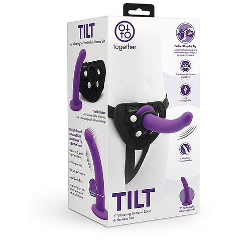 Tilt Vibrating Silicone Dildo Harness Set by Together - Strap On Sextoys