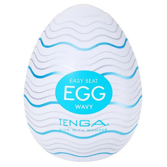 Egg Wavy Ribbed Texture Male Stroker by Tenga - Masturbators and Strokers