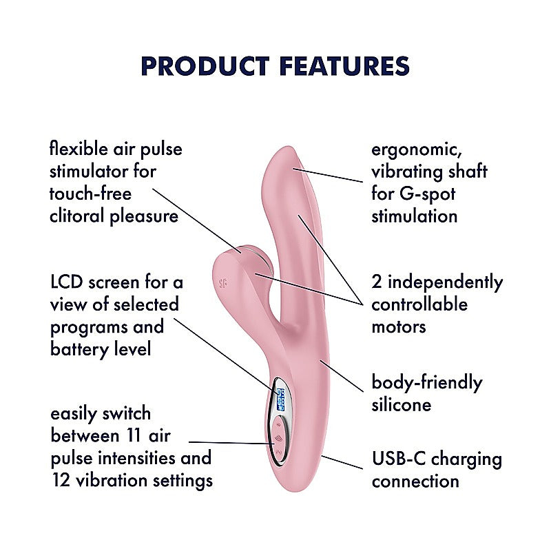 Pro+ G-Spot Air Pulse Rabbit Vibrator by Satisfyer - Rabbit Vibrators