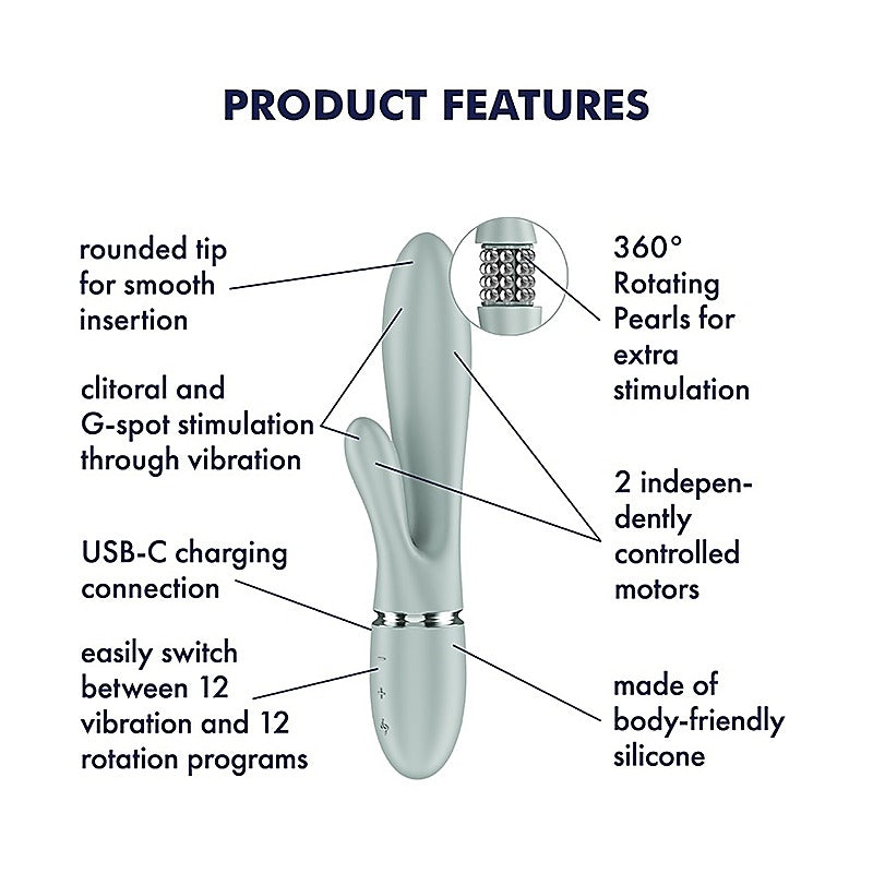 Pearl Bunny 2 Rotating Rabbit Vibrator by Satisfyer - Rabbit Vibrators