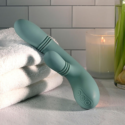 Rub Me Tender Thrusting Rabbit Vibrator by Evolved - Rabbit Vibrators