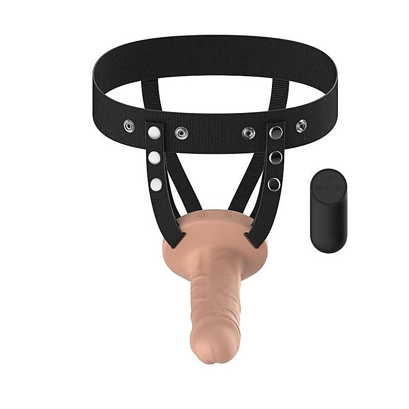 Vibrating Realistic Hollow Strap-On by Passion Play - Strap On Sextoys
