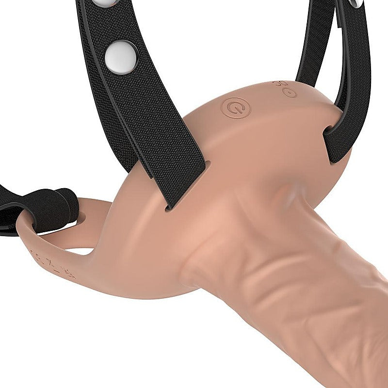Vibrating Realistic Hollow Strap-On by Passion Play - Strap On Sextoys