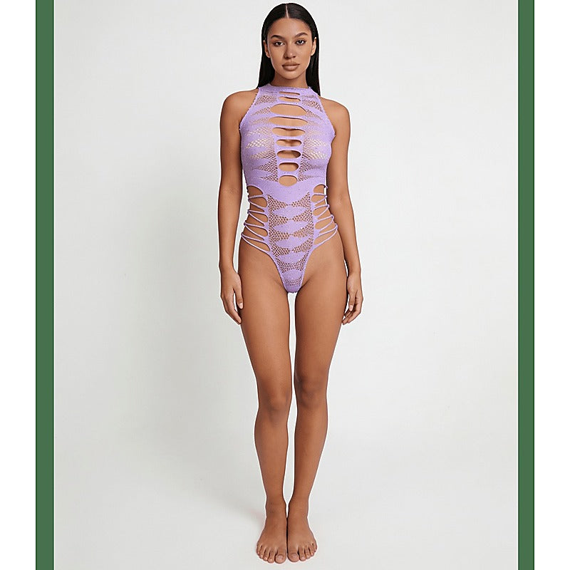 Strappy Rhinestone Sleeveless Bodysuit by Love In Leather - Teddies and Bodysuits