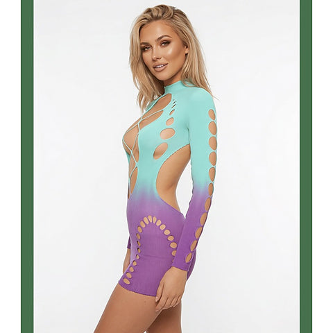 Sweet Tooth Grape Bubblegum Ombré Dress by Love In Leather - Fancy Dress Ups