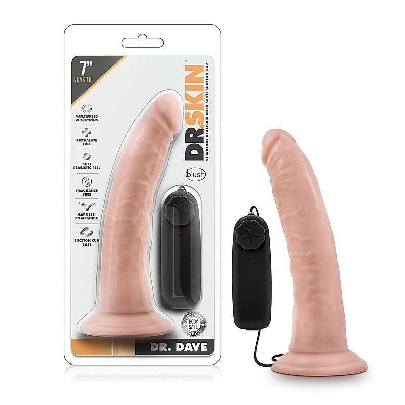 Dr. Skin Dr. Dave 7'' Vibrating Dong by Blush Novelties - Vibrating Dildos