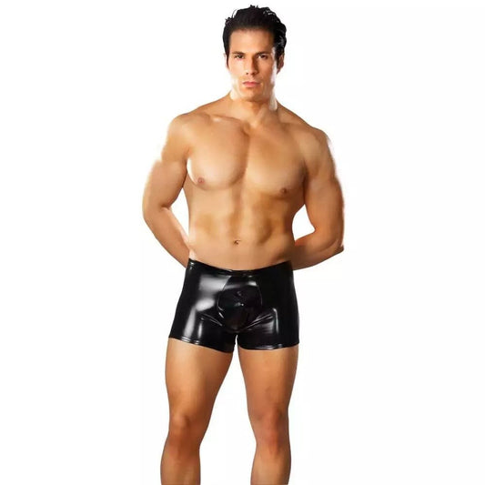 Male Power Faux Leather Pouch Short