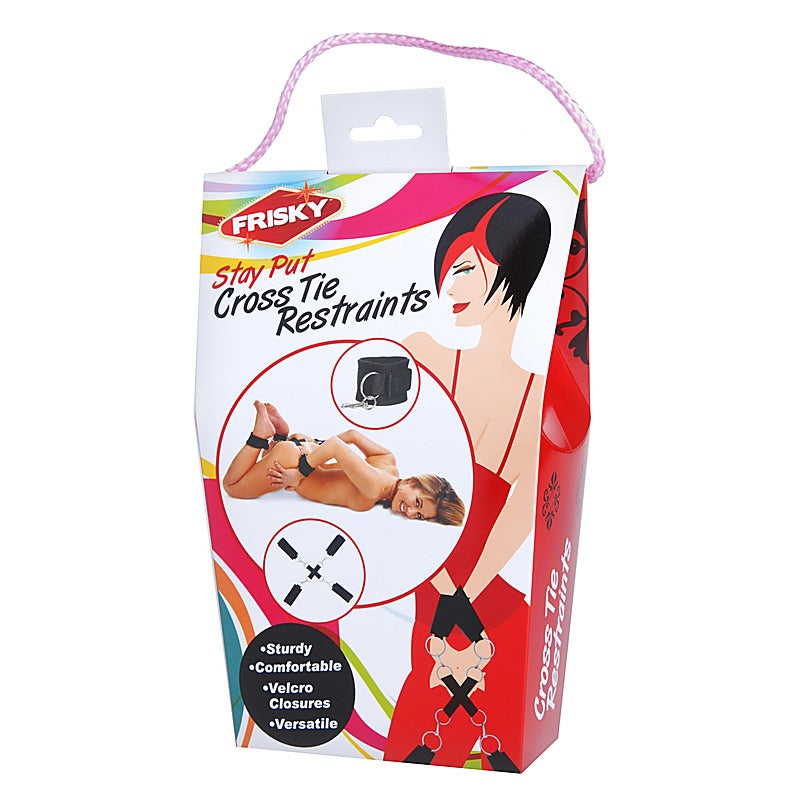 Frisky Stay Put Cross BDSM Play Tie Restraints by XR Brands - Cuffs And Restraints