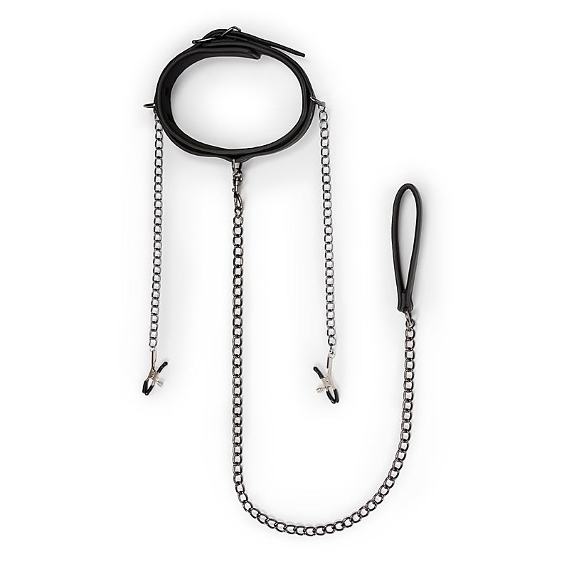 Collar With Nipple Chains by Easytoys - Collars and Leads