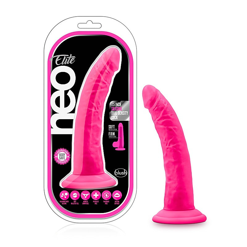 Neo Elite Silicone Dual Density Cock Neon Realistic Dildo - Realistic Dildos