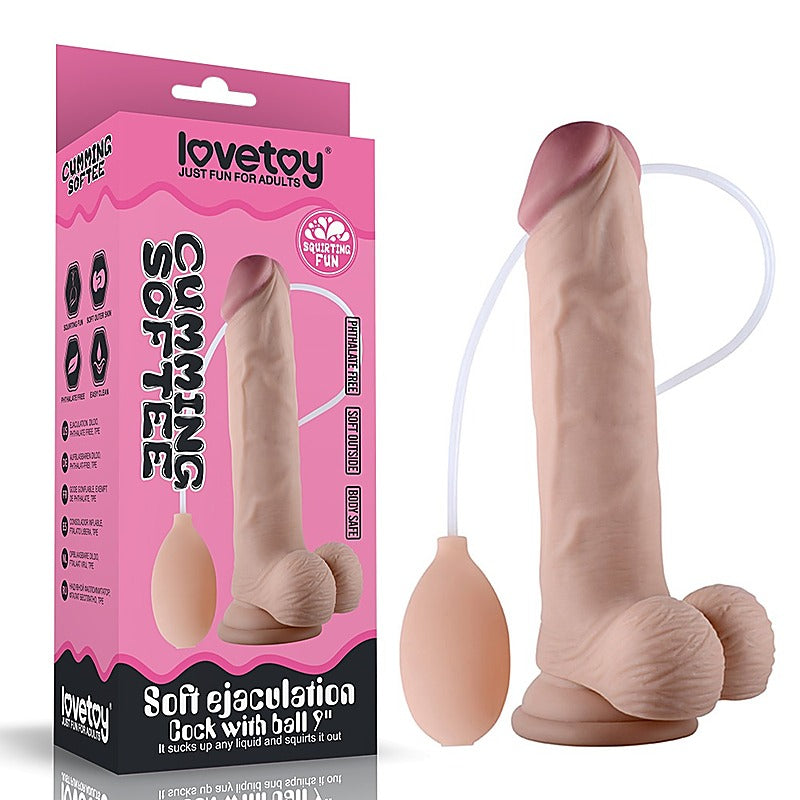 Soft Ejaculation Cock With Ball Realistic Dildo 8in - Realistic Dildos