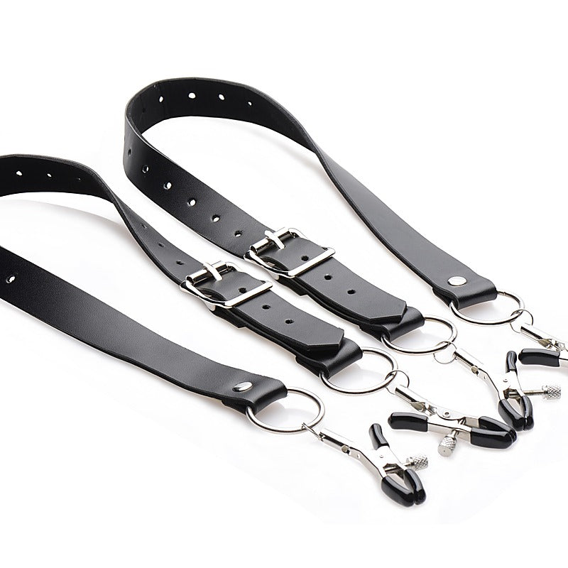 Labia Spreader Straps with Clamps by XR Brands - Pussy And Clit Toys