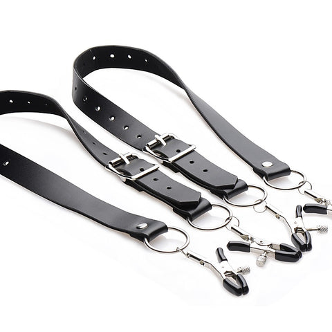 Labia Spreader Straps with Clamps by XR Brands - Pussy And Clit Toys