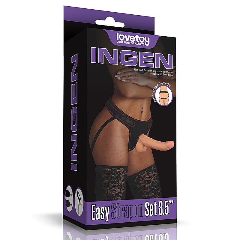 Easy Strap On Set Dildo Vanilla 8.5in by Lovetoy - Strap On Sextoys