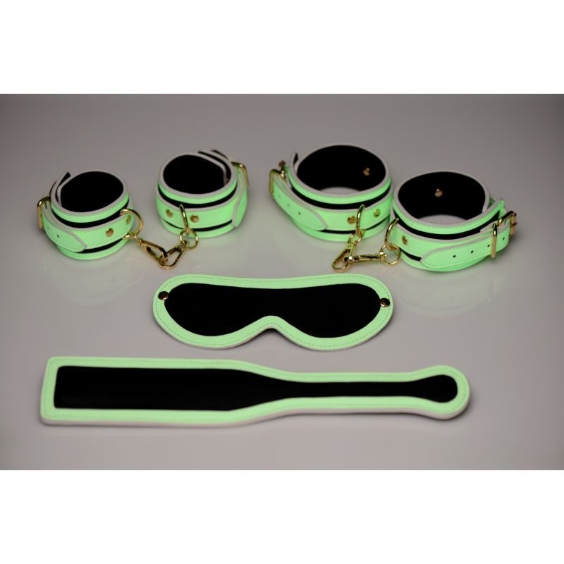 Kink In the Dark Glowing Bondage Set Fluro by XR Brands - Bondage Kits