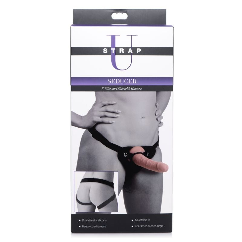 Strap U Seducer Silicone Dildo with Harness by XR Brands - Strap On Sextoys