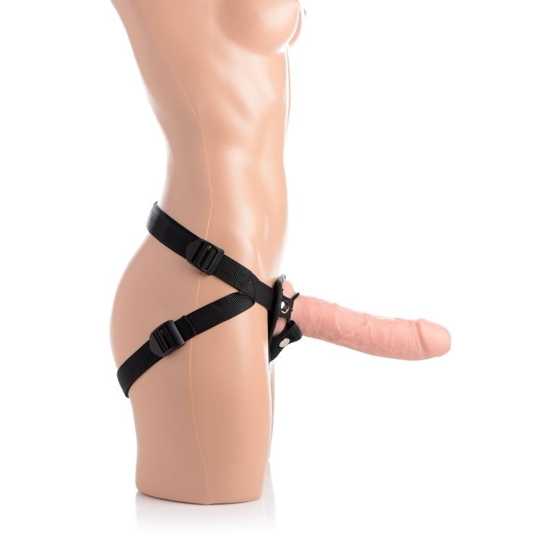 Strap U Brazen Silicone Dildo With Harness by XR Brands - Strap On Sextoys