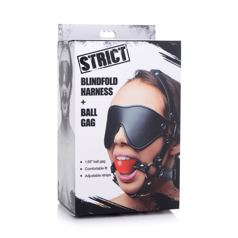 Blindfold Harness w/ Ball Gag by XR Brands - Bondage Gags and Bits