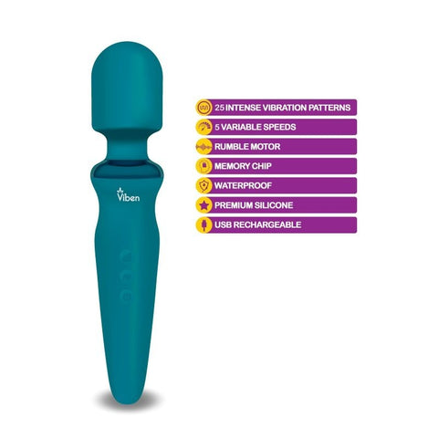 Fierce Rechargeable Wand Massager Ocean by Viben - Body Wands