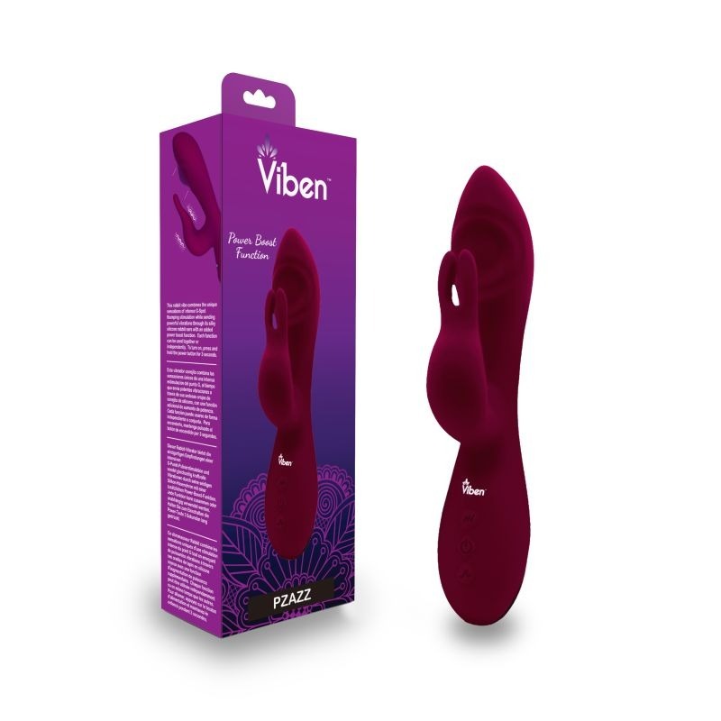 Pzazz Rechargeable Thumping Rabbit Ruby Rabbit Vibrator - Rabbit Vibrators
