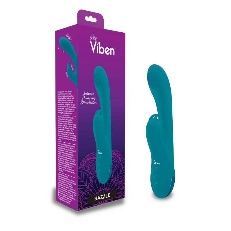 Razzle Rechargeable Thumping Rabbit Ocean Rabbit Vibrator - Rabbit Vibrators