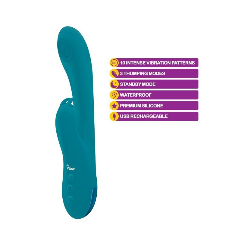 Razzle Rechargeable Thumping Rabbit Ocean Rabbit Vibrator - Rabbit Vibrators