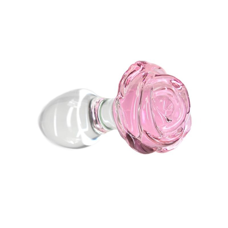 Pillow Talk Rosy Luxurious Glass Anal Plug w/ Gem - Butt Plugs