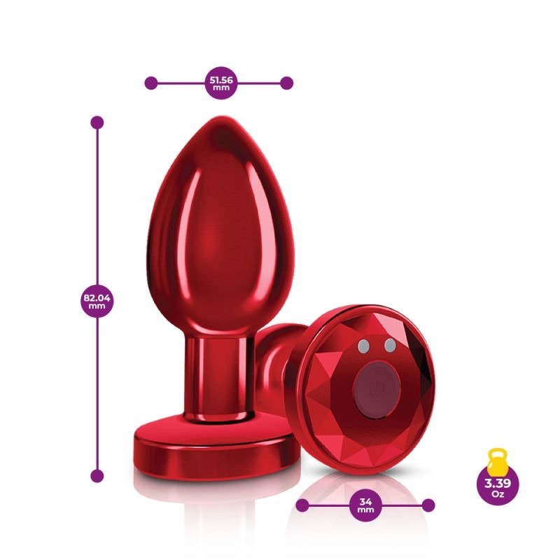 Cheeky Charms Metal Butt Plug w/ Remote Red by Viben - Butt Plugs