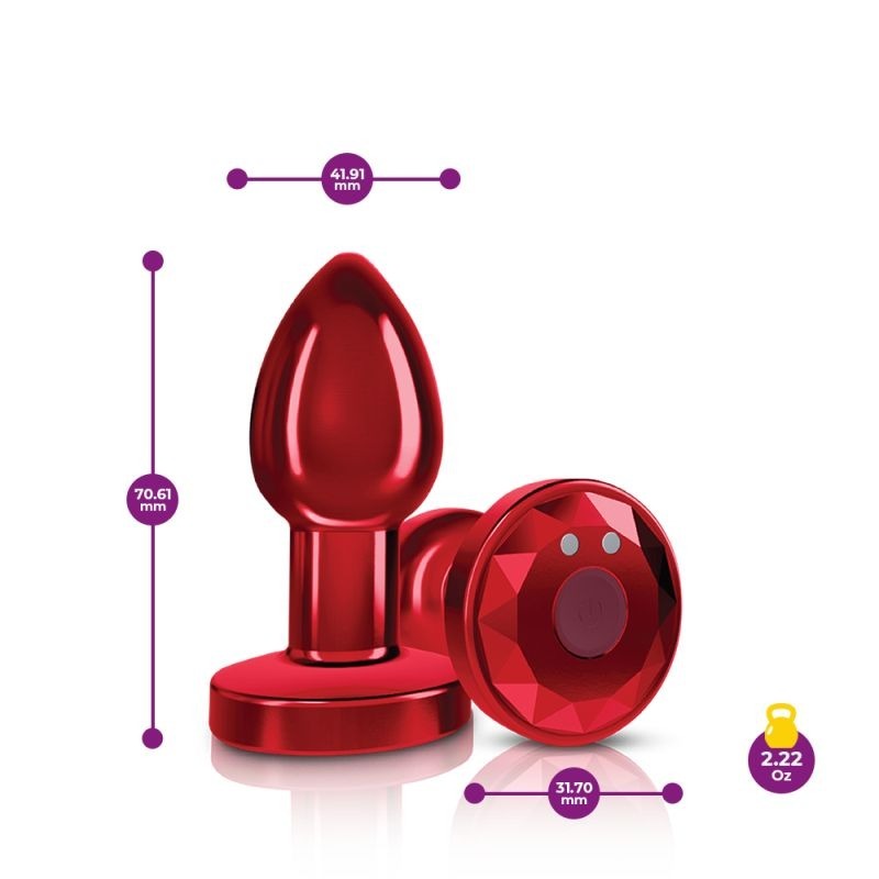 Cheeky Charms Metal Butt Plug w/ Remote Red by Viben - Butt Plugs