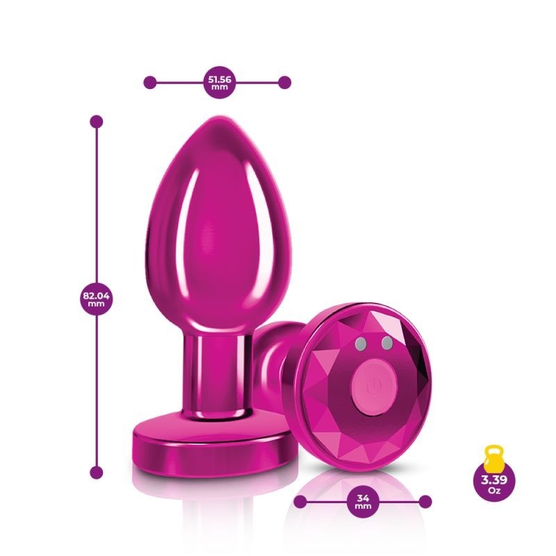 Cheeky Charms Metal Butt Plug w/ Remote Pink by Viben - Butt Plugs